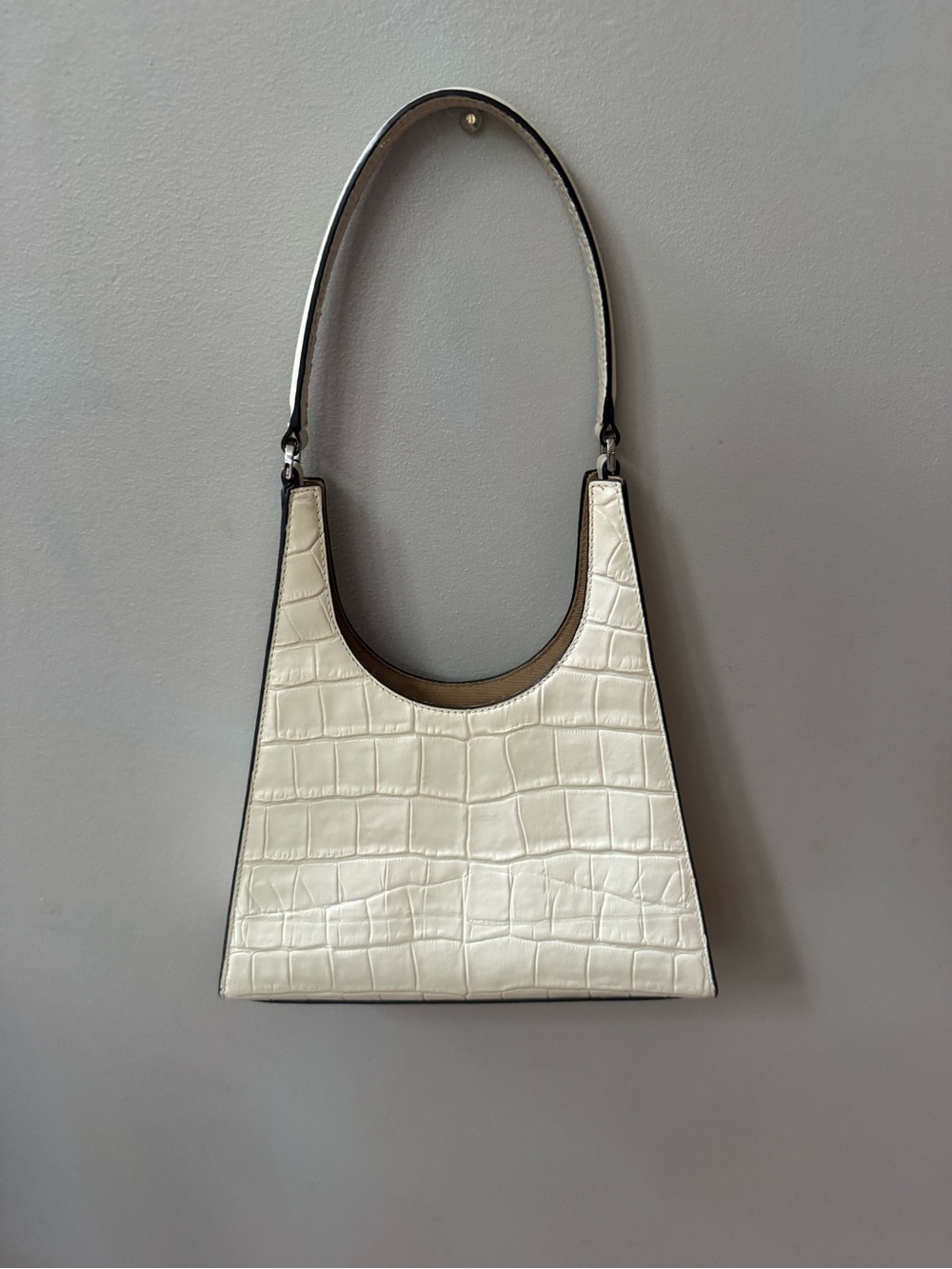 Staud Rey Croc-Embossed Shoulder Bag - Classic Womens Tote
